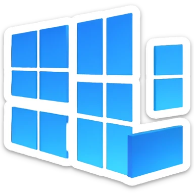 Windows 10 logo, four blue window panes, 3D effect, modern look sticker
