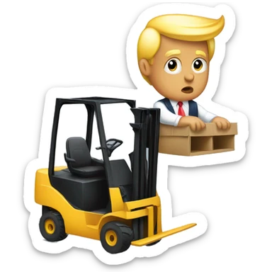 Donald trump driving a forklift sticker