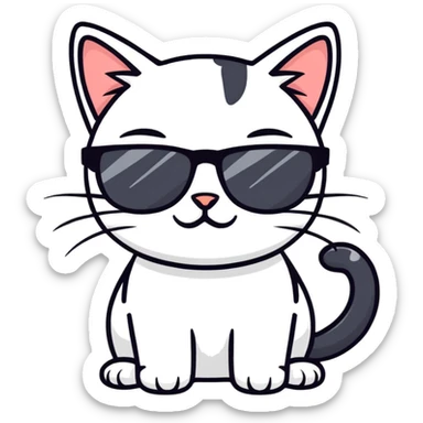 playful and cool cat with sunglasses sticker