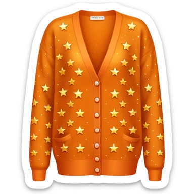 Orange glitter cardigan with small orange stars sticker
