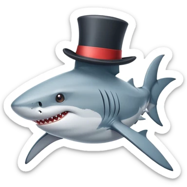 Shark with a top hat sticker