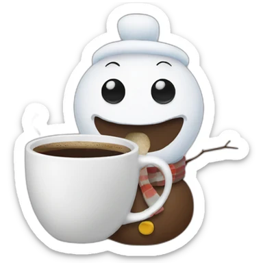 snowman drinking coffee sticker
