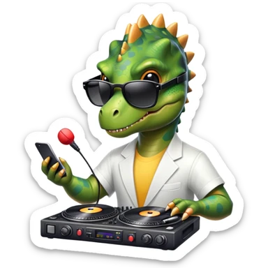 Dinosaurio muy bonito músico DJ sticker