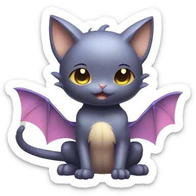 Kawaii Chibi Cat-Bat-Butterfly-Pokémon-Fakémon Full Body sticker