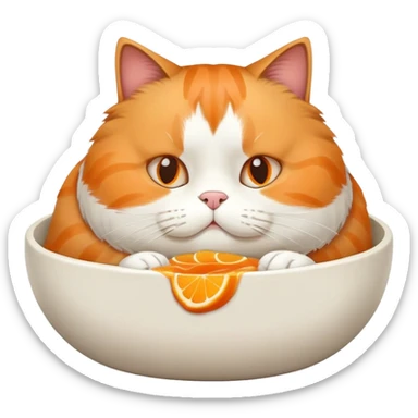 Fat cat eating from food bowl sticker