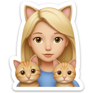 Blonde girl with a beige tabby cat sticker