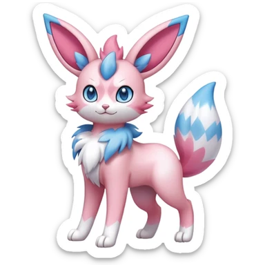 Sylveon-Skitty-Fakémon-hybrid-creature (full body)  sticker