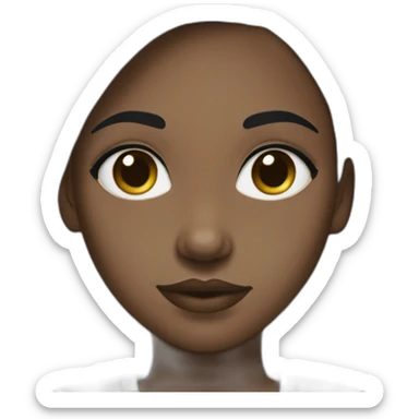 Black girl with dark brown bright eyes and long black hair parted with a widow's peak and pastel green shirt sticker