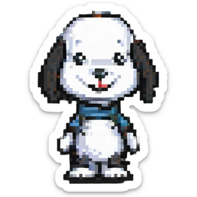 Snoopy standing and smiling pixel art sticker