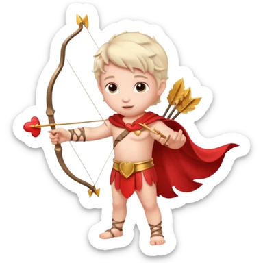Cupid with his magical bow and arrow shooting love hearts sticker