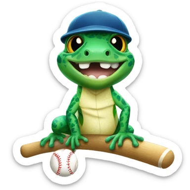 Gecko with baseball sticker
