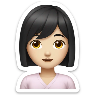 korean girl with black hair  sticker