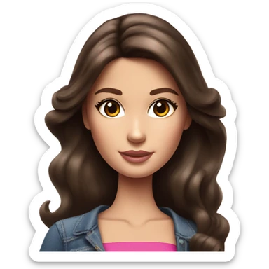 Beautiful Barbie brunette drawing on a tablet sticker