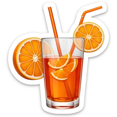 Mach mir einen Aperol in Emoji Stil - eine Orangenscheibe im Glas und ein Strohhalm - keine Deko am Glas oben sticker
