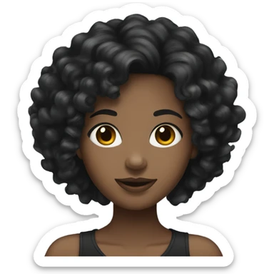 pretty black girl with long curly short black hair  sticker