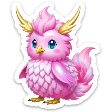 Shiny Exotic Colorful Ethereal Sparkly Flaaffy-Aurorus-Fakémon-hybrid-creature (full body)  sticker