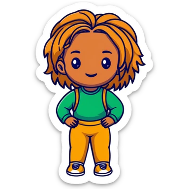 Caramel skin black girl with waist length locs sticker