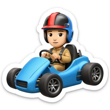 drifting car with tires smoke and a driver with a helmet in the car sticker