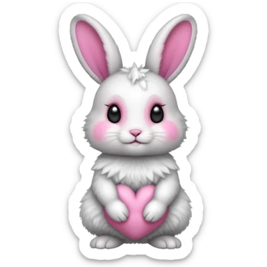 a white and black baby rabbit staying on its four legs sticker