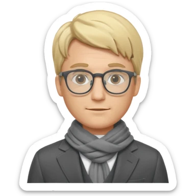 gray scarf male blond hair with suit glasses sticker