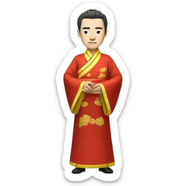 The Chinese emperor is dressed in hanfu,with the upper body sticker