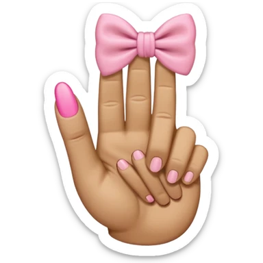 A tan middle finger with a pink bow on it  sticker