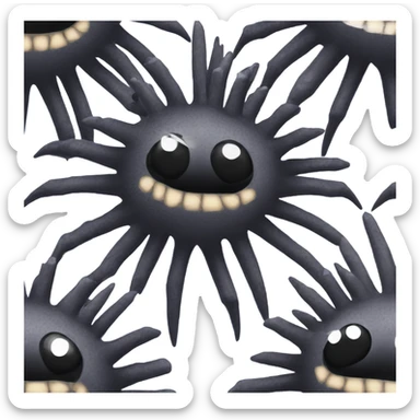 Black scary sea urchin with long black spikes  sticker