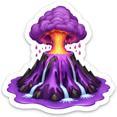 A volcano errupting only with a pure purple liquid and purple fire sticker