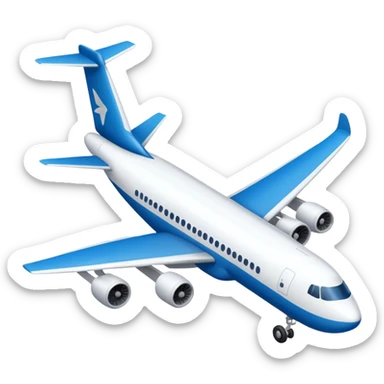 Big blue and white airplane with landing gear down  sticker