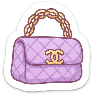 a purple Chanel purse, cute and exaggerated sticker