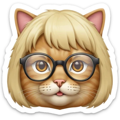 A cat with a blonde wig and glasses  sticker