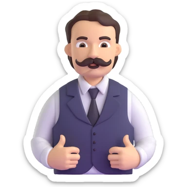The neighbor character from Hello Neighbor game with mustache and vest sticker