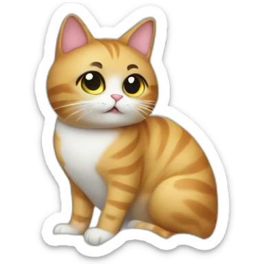 cat secretary sitting on top of the cloud sticker