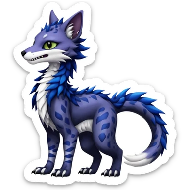 Kawaii dark edgy fantasy feline-vernid-sergal-fursona animal creature with a tufted tail full body with intricate markings  sticker