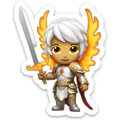 Angel with a flaming sword sticker