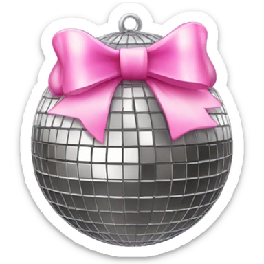 Disco ball with pink bow sticker