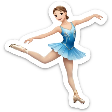 An icon showing a graceful figure skater mid-spin on a sparkling ice rink, wearing an elegant costume. The background features festive arena lights, snowflakes, and cheering spectators. Transparent background captures the beauty, artistry, and elegance of figure skating. sticker