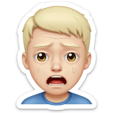 A boy ugly crying hysterically  sticker