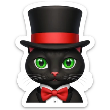 𝘼 𝙗𝙡𝙖𝙘𝙠 𝙘𝙖𝙩 𝙬𝙚𝙖𝙧𝙞𝙣𝙜 𝙖 𝙧𝙚𝙙 𝙗𝙤𝙬 𝙖𝙣𝙙 𝙖 𝙗𝙡𝙖𝙘𝙠 𝙩𝙤𝙥 𝙝𝙖𝙩 sticker