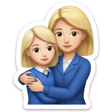 A woman teacher and young student They hug sticker