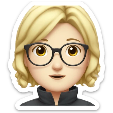 Chubby anime girl with glasses and short blonde hair sticker