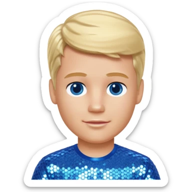 Ken from Barbie & Friends with blue eyes, blonde hair, blue sequin shirt sticker