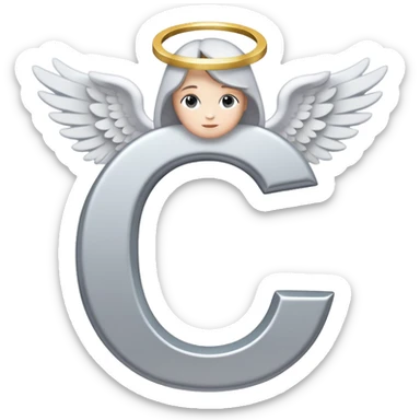 Gray letter C with an angelic halo floating above it, representing Grace/Gracie/graycee sticker