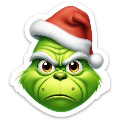 the grinch wearing a santa hat sticker
