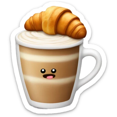 Cup of cappuccino with croissant sticker