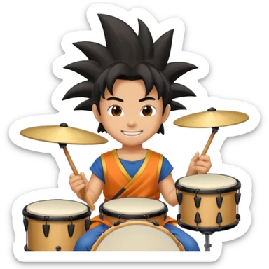 songoku drummer with drums sticker
