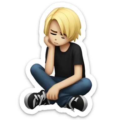Depressed emo scene boy sticker