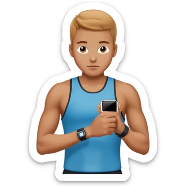 An athlete looking at their smart watch after running sticker