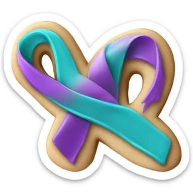 Purple teal Suicide awareness ribbon, heart cookie sticker