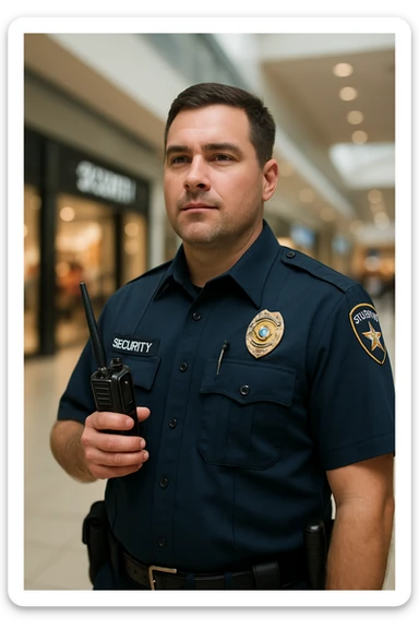 realistic mall cop standing with a walkie-talkie sticker